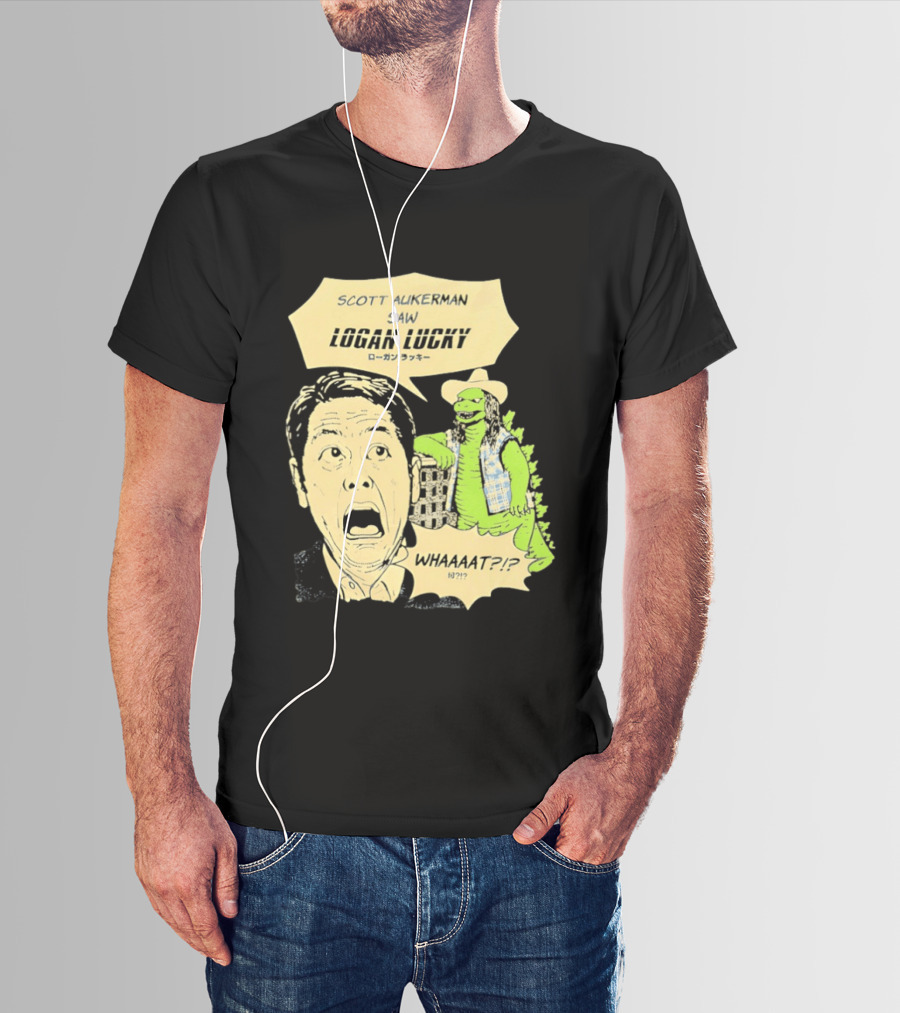 Scott Aukerman Saw Logan Lucky Japanese Text Surprised Face Monster WHAAAT?!? T-Shirt