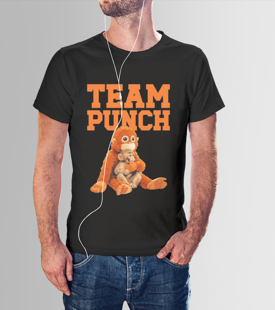 Team Punch Monkey Hugging Plush Toy T-Shirt