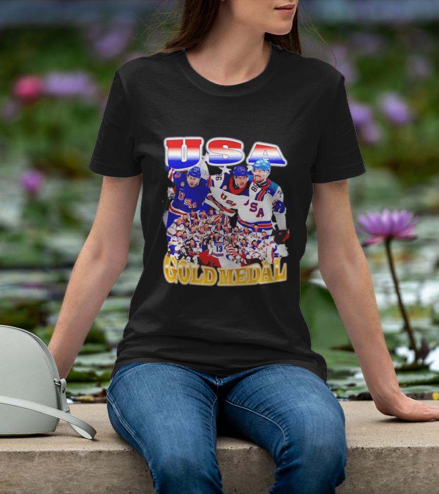 USA Gold Medal Team Vintage Bootleg Throwback T-Shirt