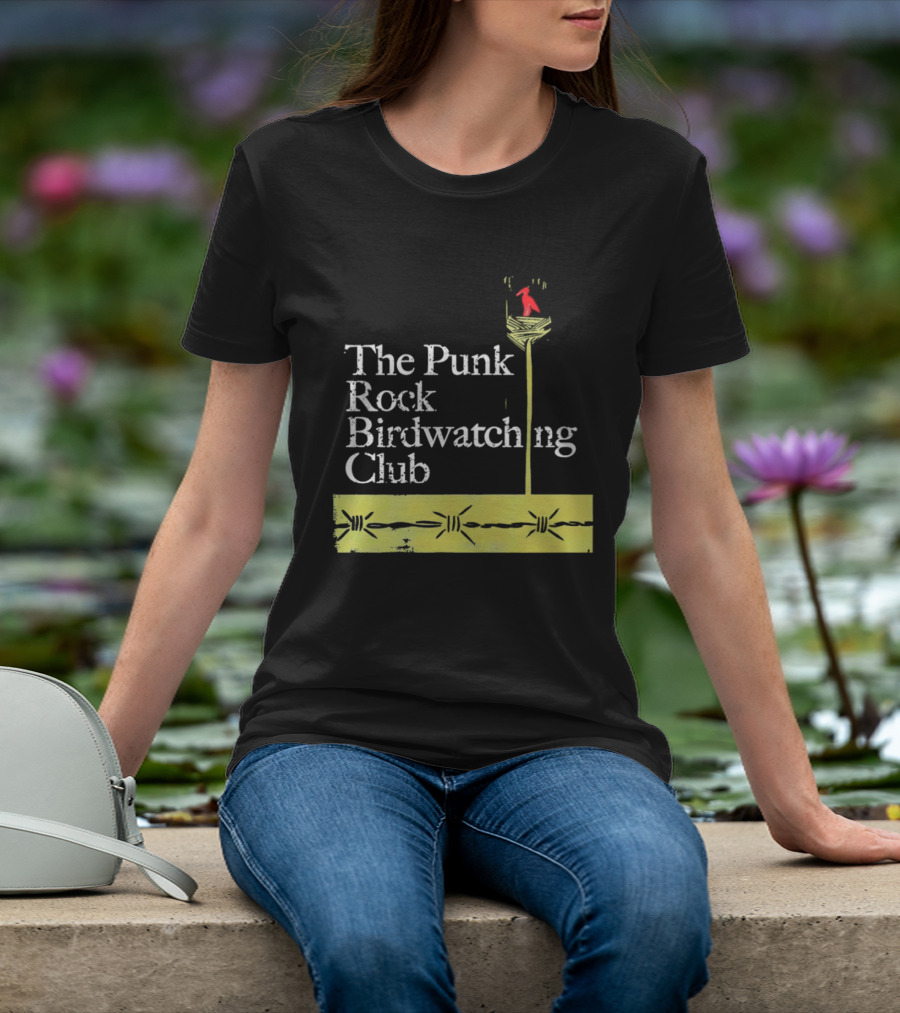 The Punk Rock Bird Ing Club Red Bird Perched On Column T-Shirt