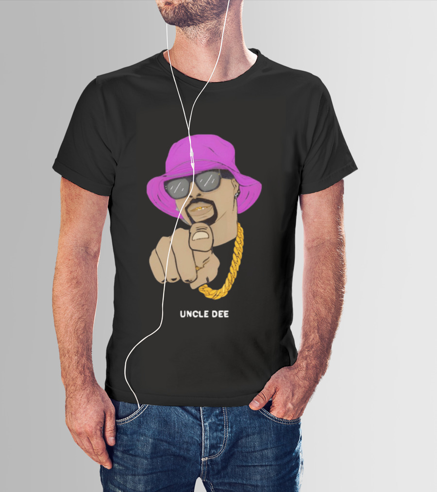 UNCLE DEE Finger Pointing Sunglasses Chain Purple Hat T-Shirt
