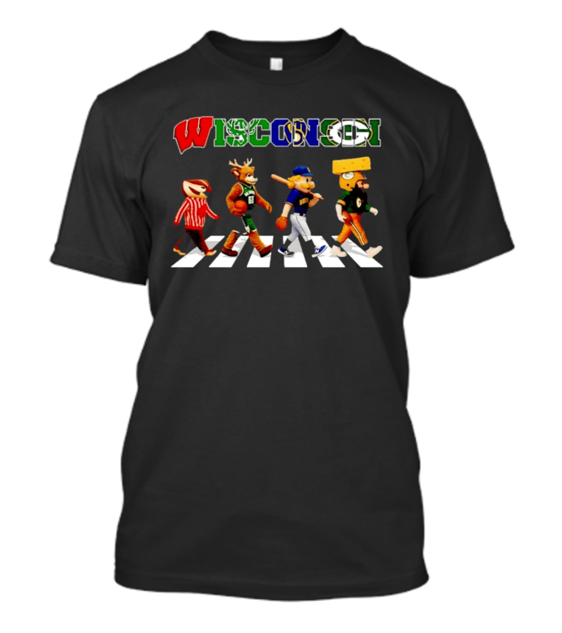 Wisconsin Milwaukee Bucks Brewers Green Bay Packers Sports Mascot Parade T-Shirt