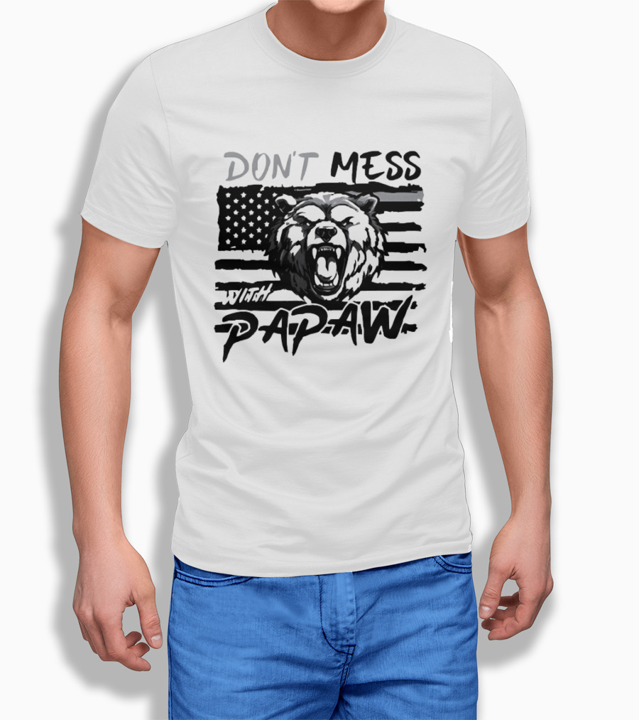 Don't Mess With Papaw Bear American Flag T-Shirt