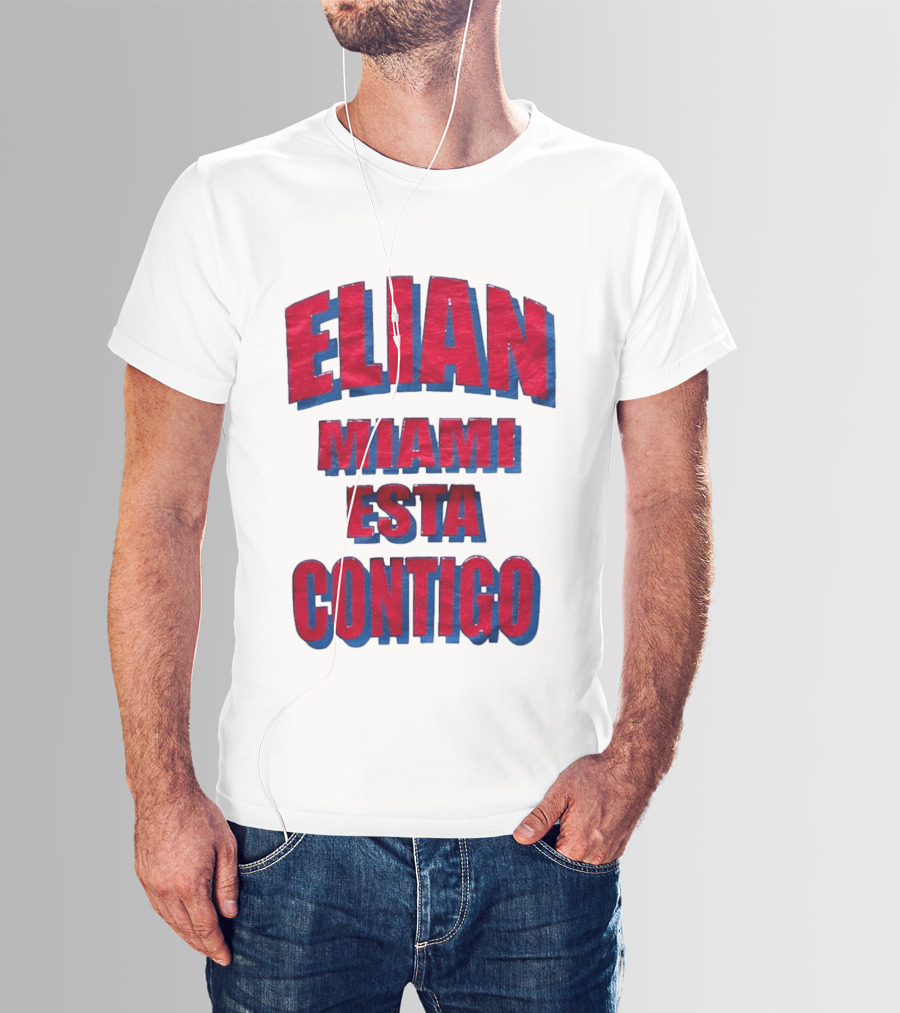 Elian Miami Esta Contigo Red Blue T-Shirt