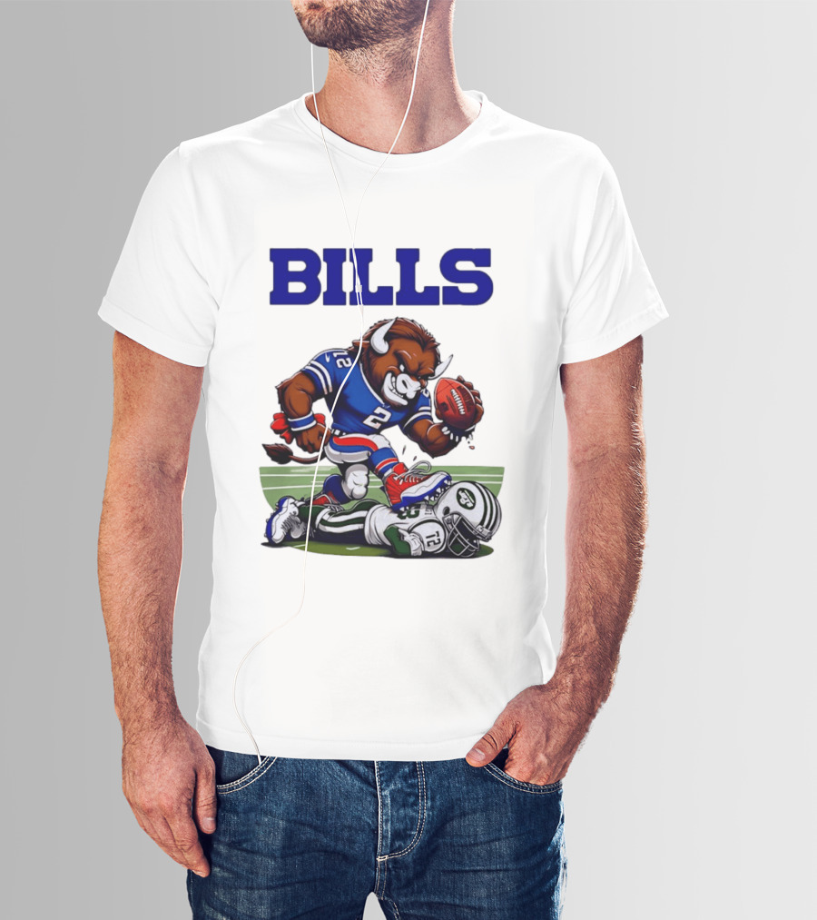 Buffalo Bills Dominating New York Jets Rivalry NFL Mascot Showdown T-Shirt