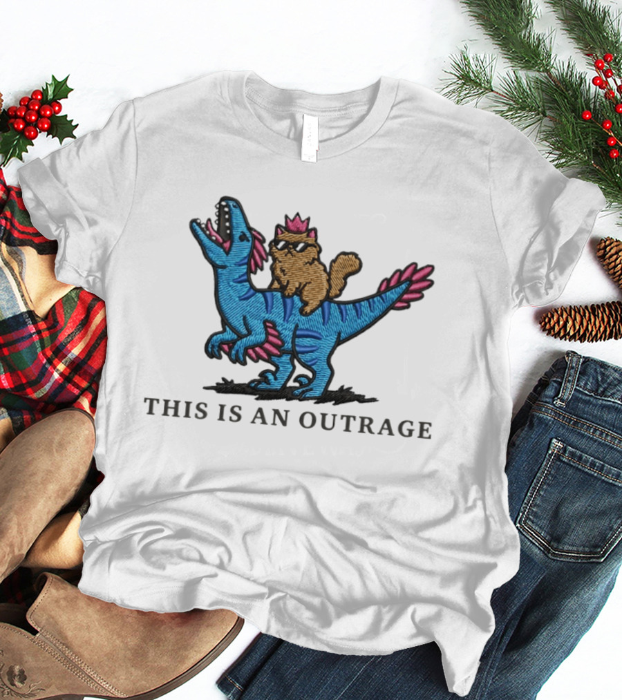 Cat Lover Embroidered Princess Donut And Mongo Dinosaur Outrage T-Shirt