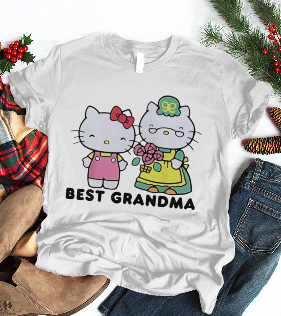 Hello Kitty Best Grandma With Flowers T-Shirt
