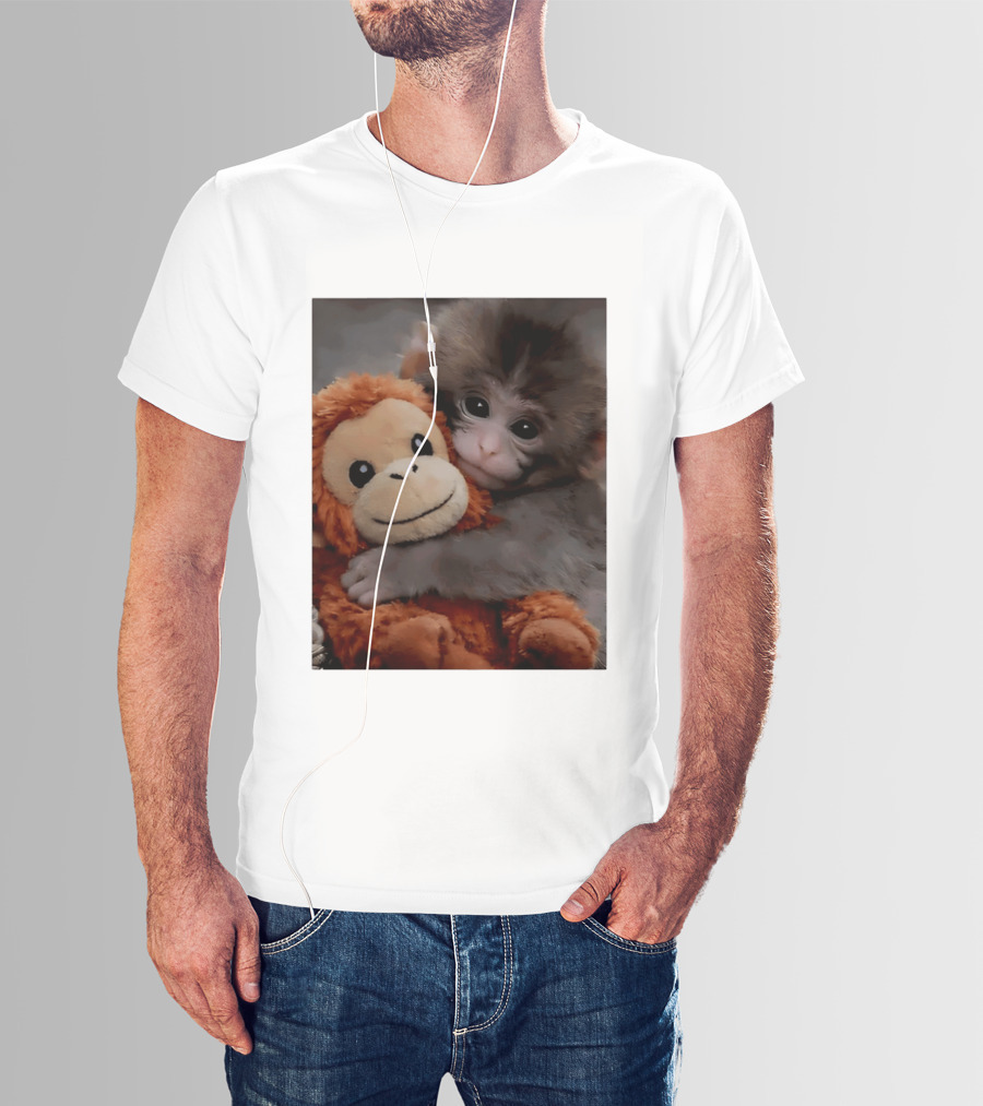 I Love Punch Monkey Hugging Stuffed Monkey T-Shirt