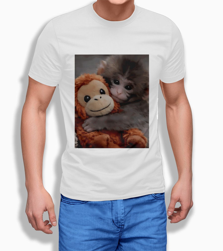 I Love Punch Monkey Hugging Stuffed Monkey T-Shirt