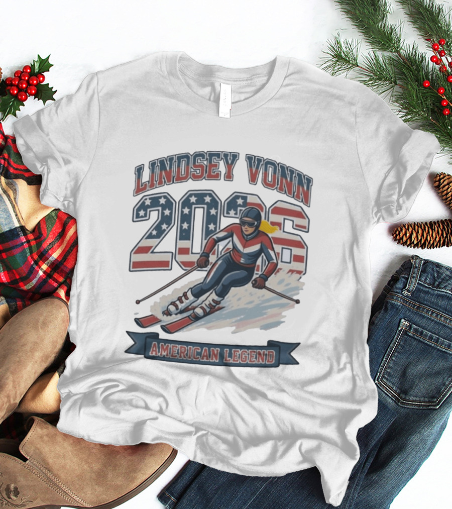 Lindsey Vonn 2026 American Legend Winter USA Skiing T-Shirt