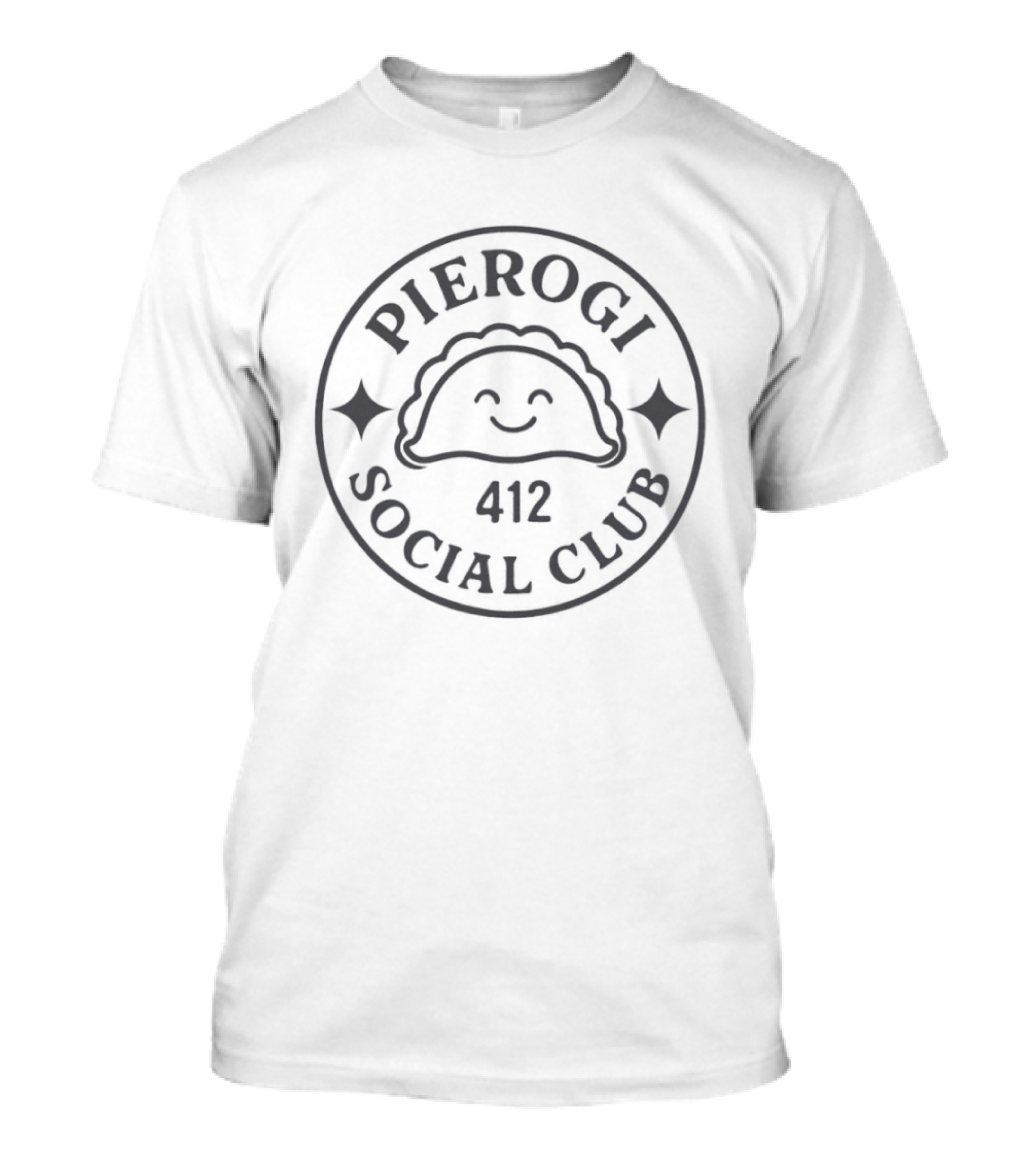 Pierogi Social Club 412 Emblem With Smiling Dumpling Face T-Shirt