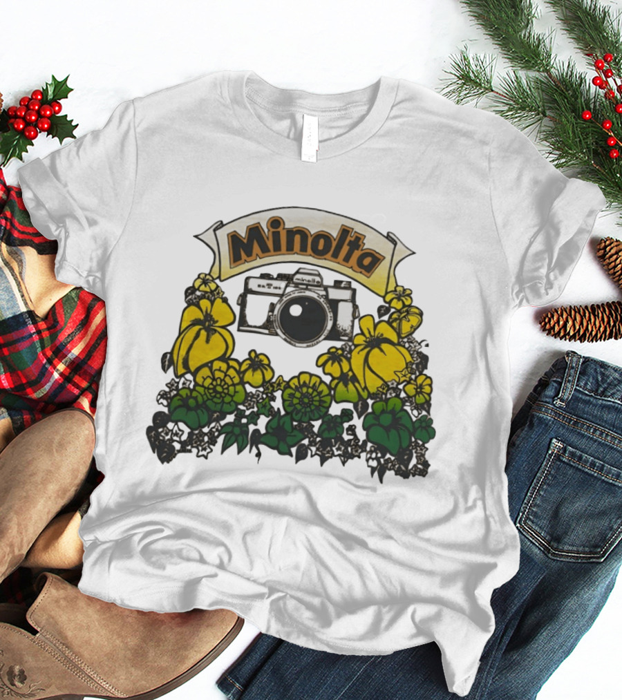 Minolta SRT 70s Vintage Floral Camera Promo T-Shirt
