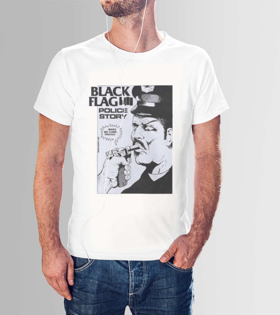 Black Flag Police Story Make Me Come OKC's Finest Raymond Pettibon Two Eagles Keepsake T-Shirt