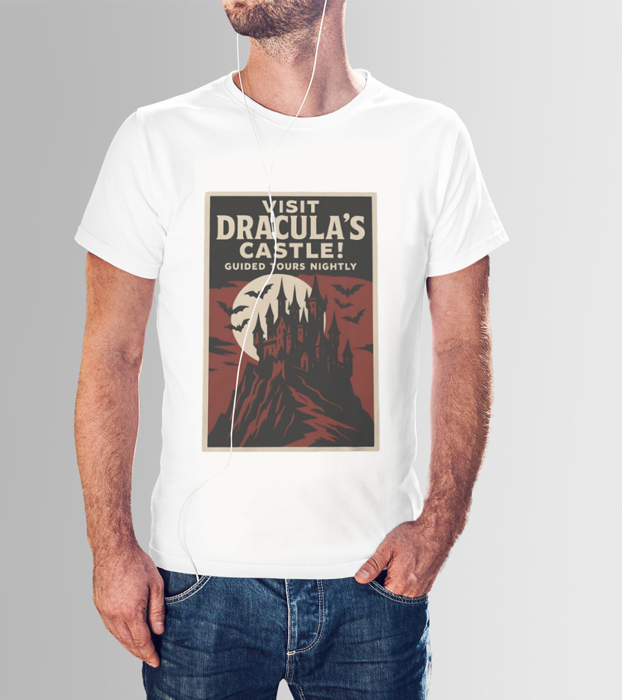 Visit Dracula's Castle Guided Tours Nightly Bats Moon Gothic Twilight T-Shirt