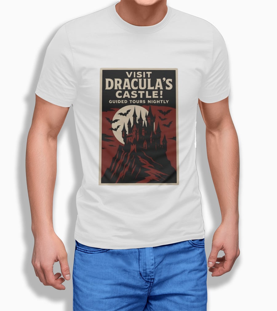 Visit Dracula's Castle Guided Tours Nightly Bats Moon Gothic Twilight T-Shirt