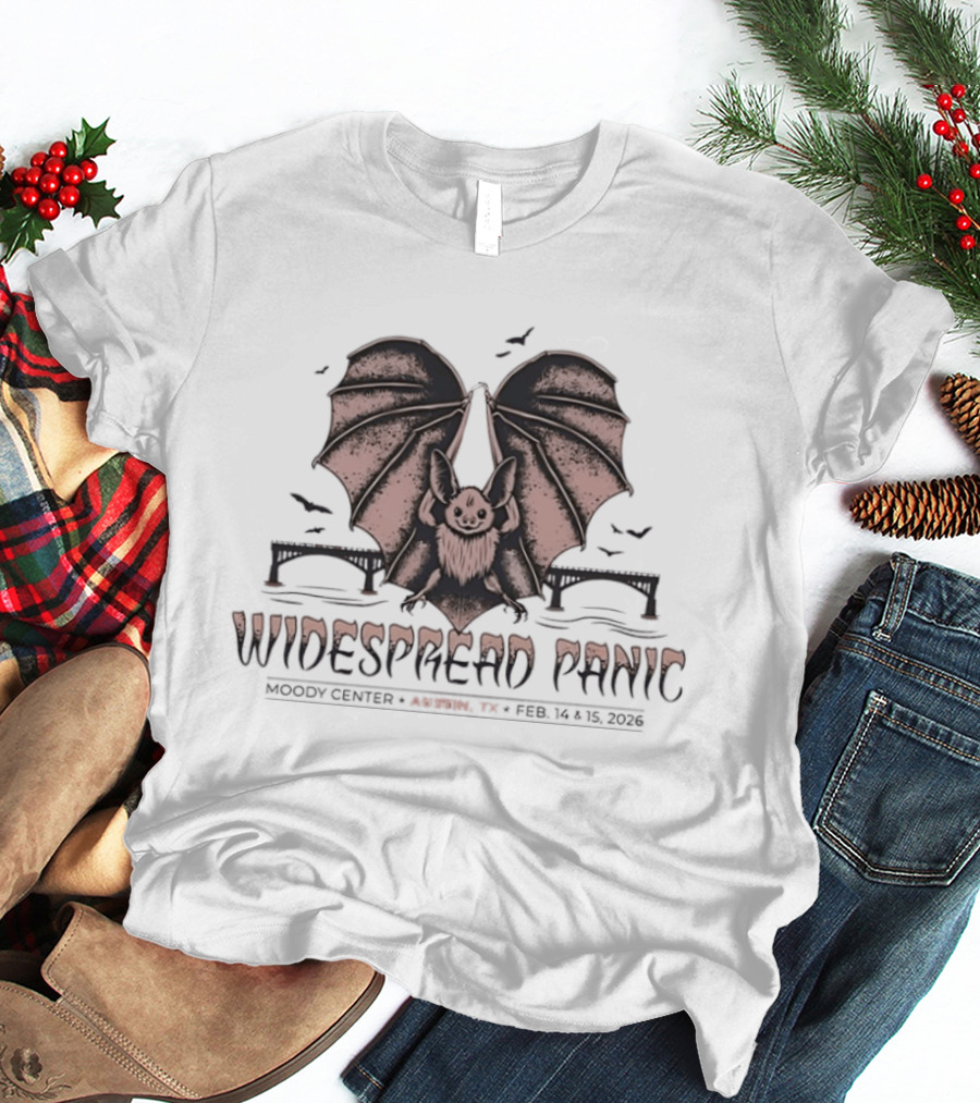 Widespread Panic Austin Texas 2026 Bat Wings And Bridges T-Shirt