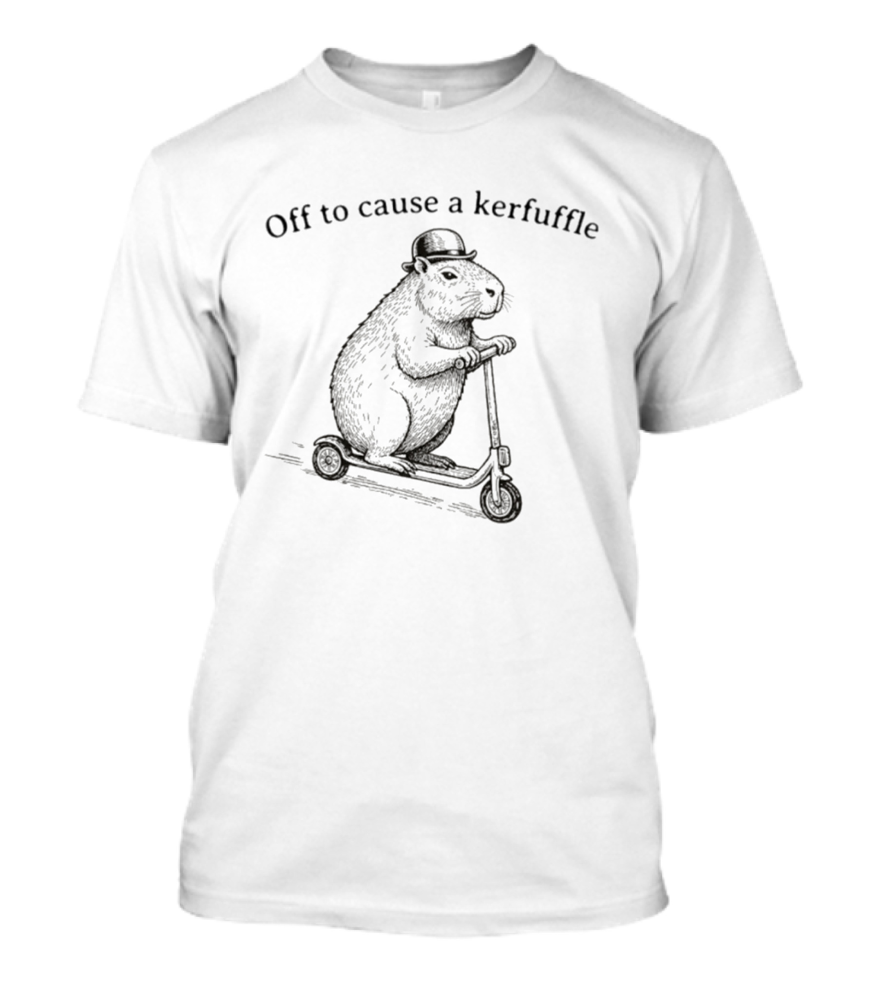 Off To Cause A Kerfuffle Capybara Groundhog Scooter Adventure T-Shirt