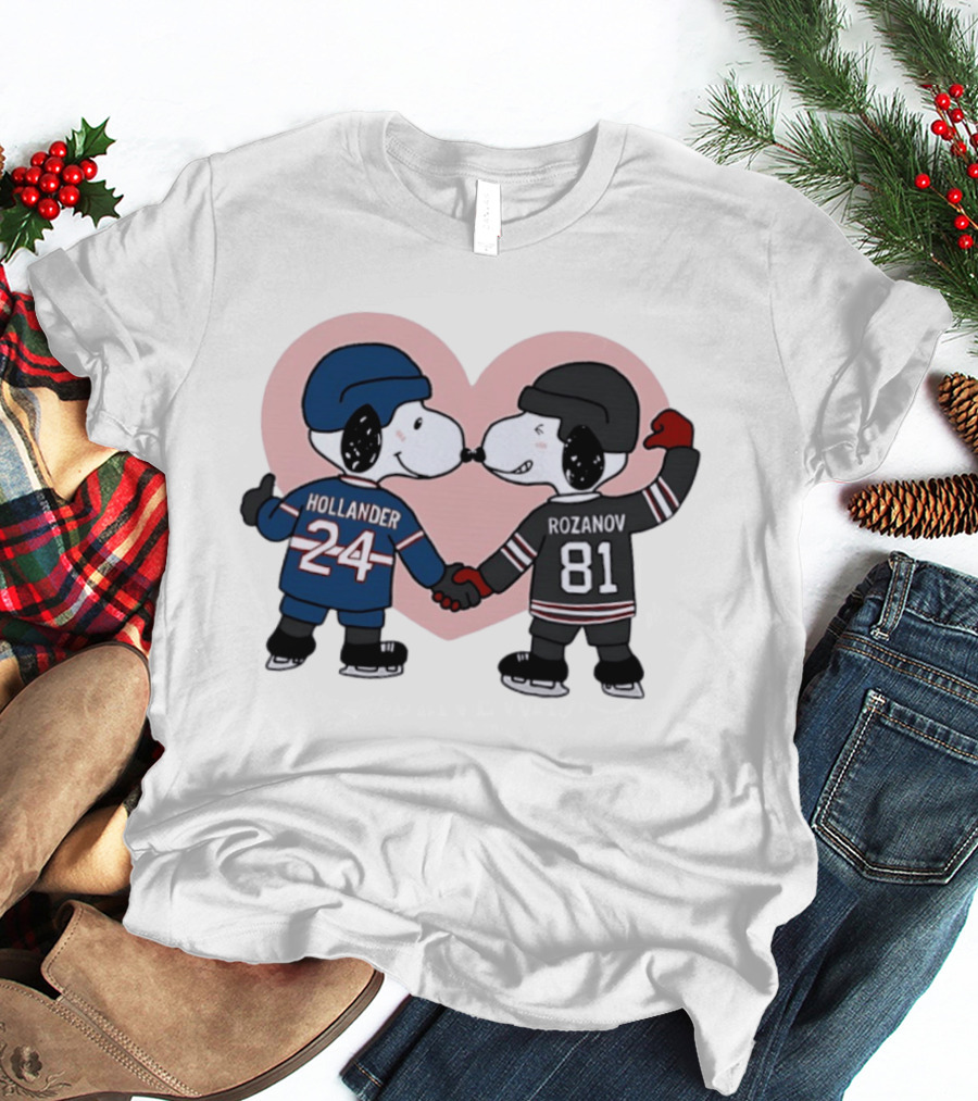 Snoopy Hockey Romance With Ilya Rozanov And Shane Hollander T-Shirt