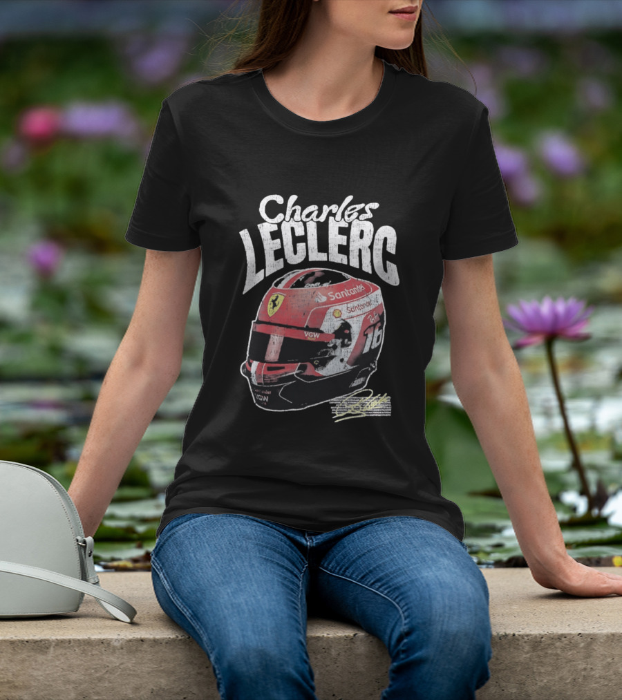 Charles Leclerc Ferrari Helmet VGW Santander 16 F1 Racing T-Shirt