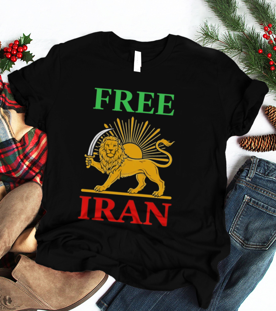 Free Iran Lion And Sun Shir O Khorshid T-Shirt