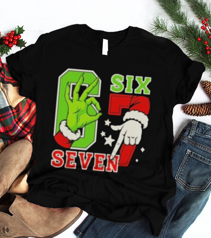 Grinch Santa 67 Six Seven Christmas TikTok Trending T-Shirt