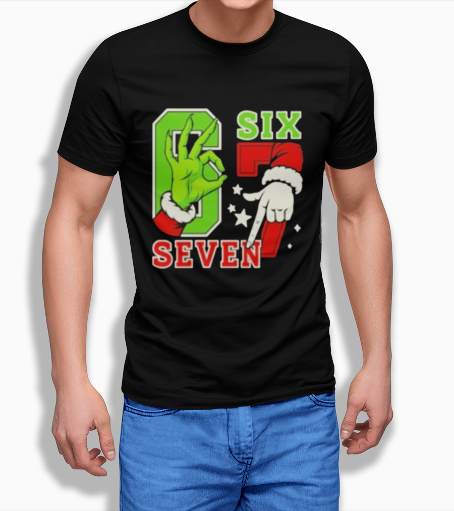 Grinch Santa 67 Six Seven Christmas TikTok Trending T-Shirt