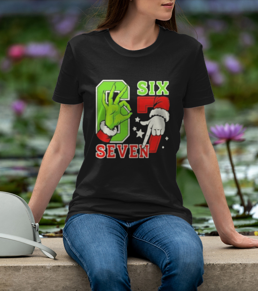 Grinch Santa 67 Six Seven Christmas TikTok Trending T-Shirt