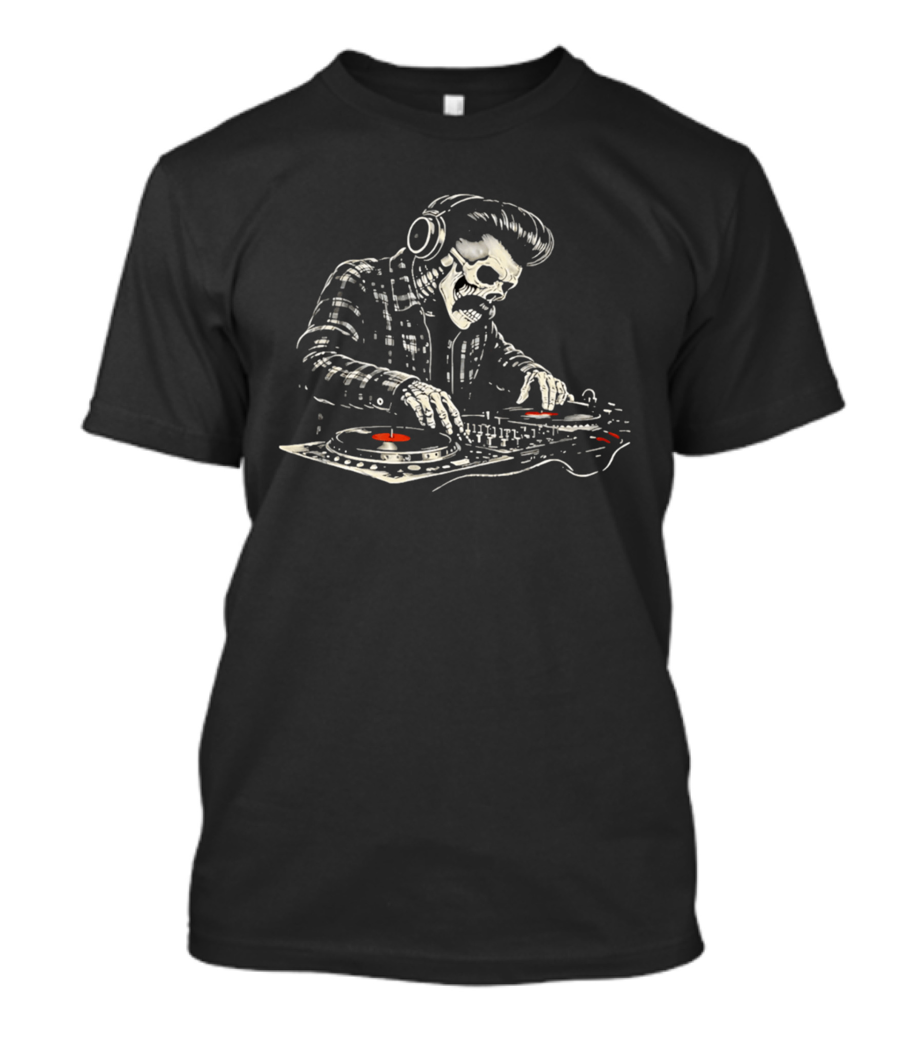 Los Vatos DJ Skull With Headphones And Turntables T-Shirt