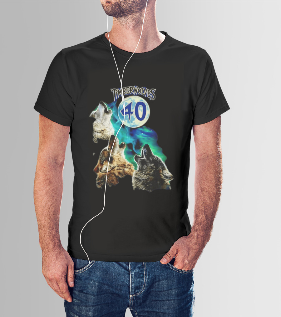 Minnesota Timberwolves 40 Wolves Howling At Blue Moon T-Shirt