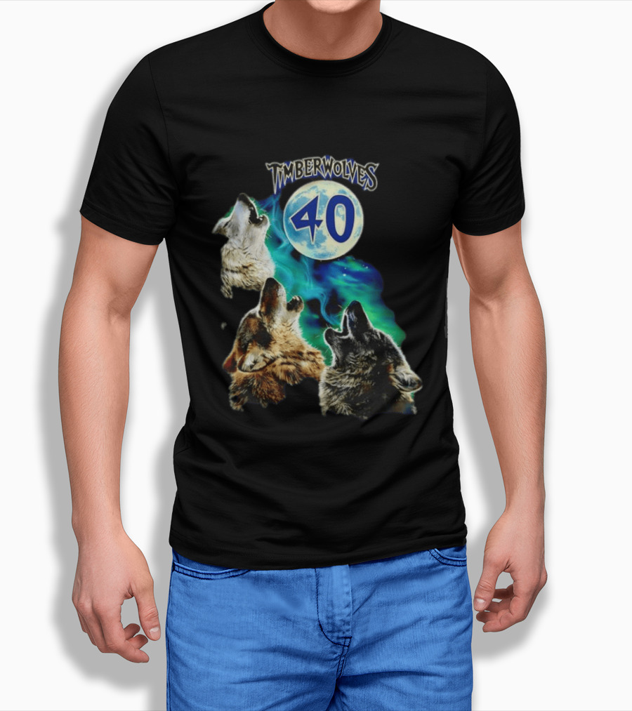 Minnesota Timberwolves 40 Wolves Howling At Blue Moon T-Shirt