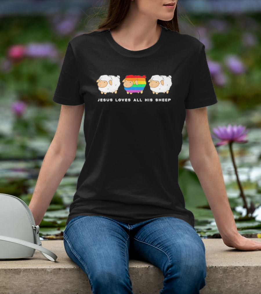 Jesus Loves All His Sheep Rainbow Pride Inclusion T-Shirt
