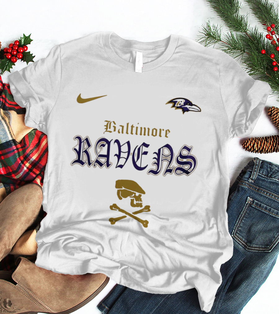 Baltimore Ravens Nike Dropkick Murphys Skull Crossbones Ravens T-Shirt