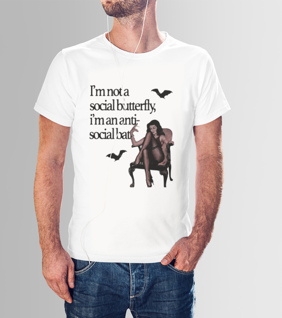 I'm Not A Social Butterfly I'm An Antisocial Bat With Bat And Woman T-Shirt