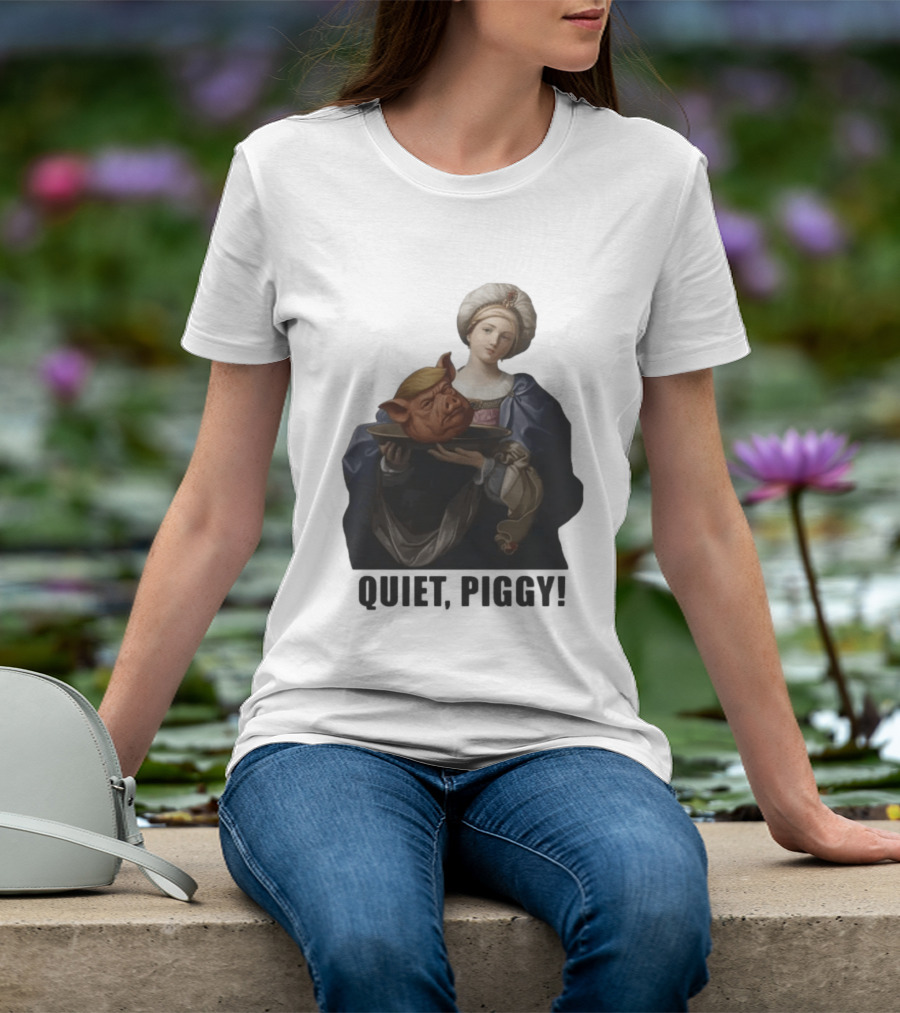 Original Saint Holding Pig Head Quiet Piggy Anti Trump T-Shirt