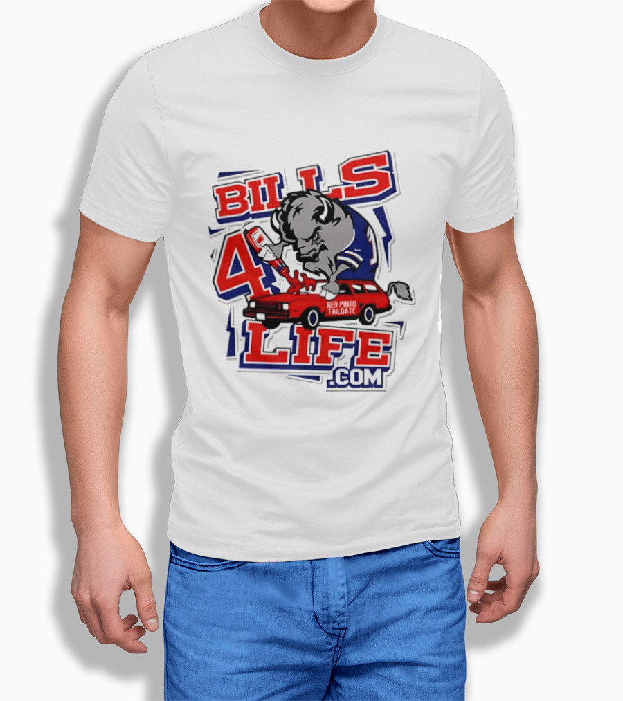 BILLS 4 LIFE COM Buffalo And Jumping Car T-Shirt