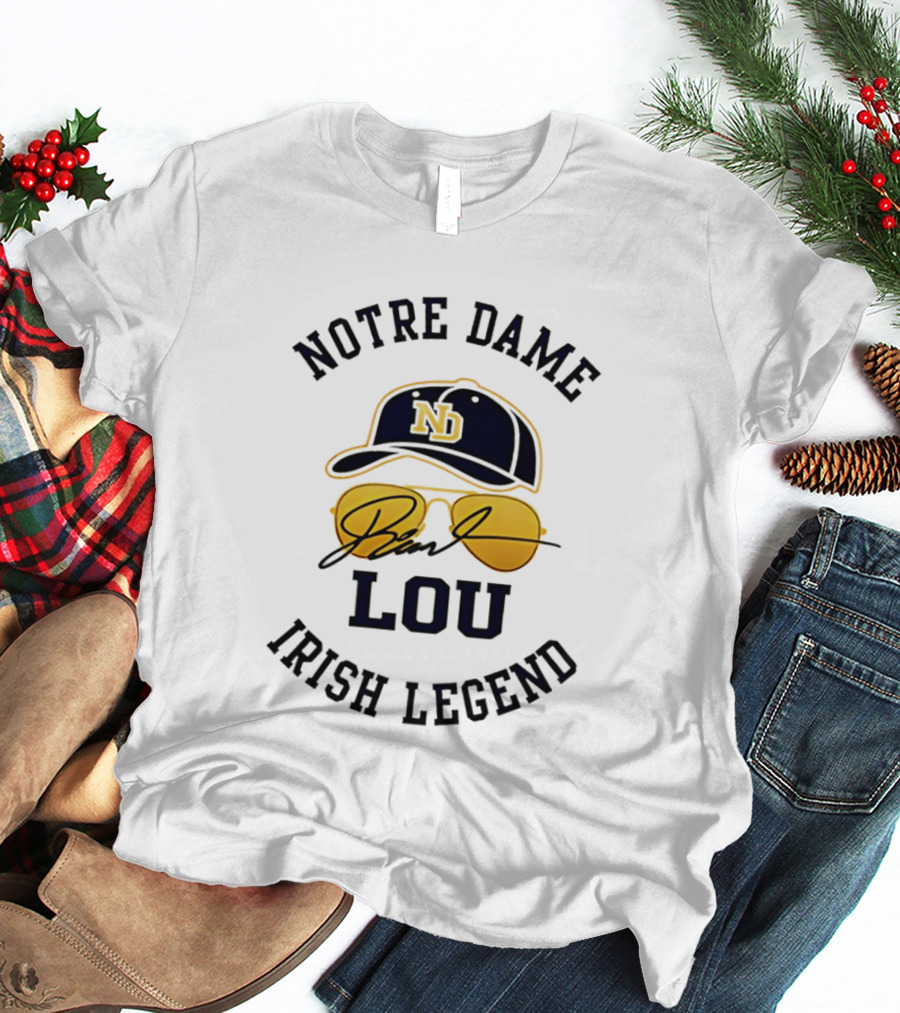 Notre Dame Irish Legend Lou Holtz ND Hat Signature T-Shirt