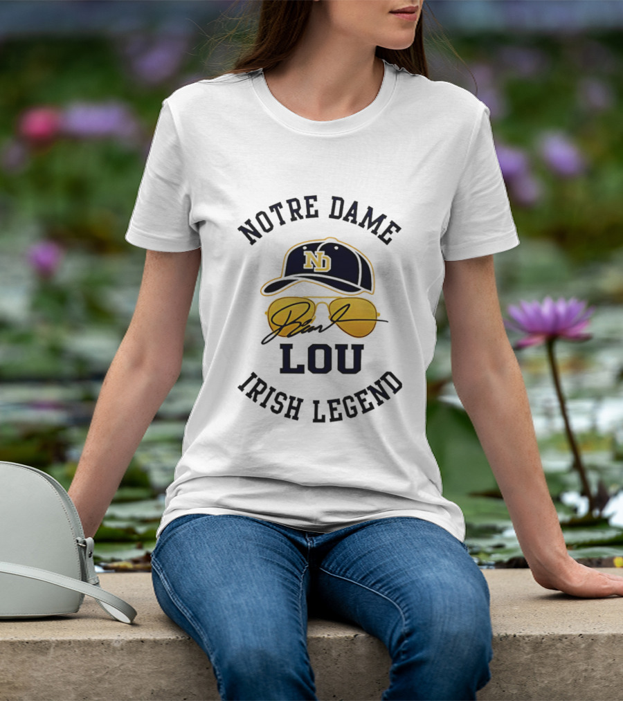 Notre Dame Irish Legend Lou Holtz ND Hat Signature T-Shirt
