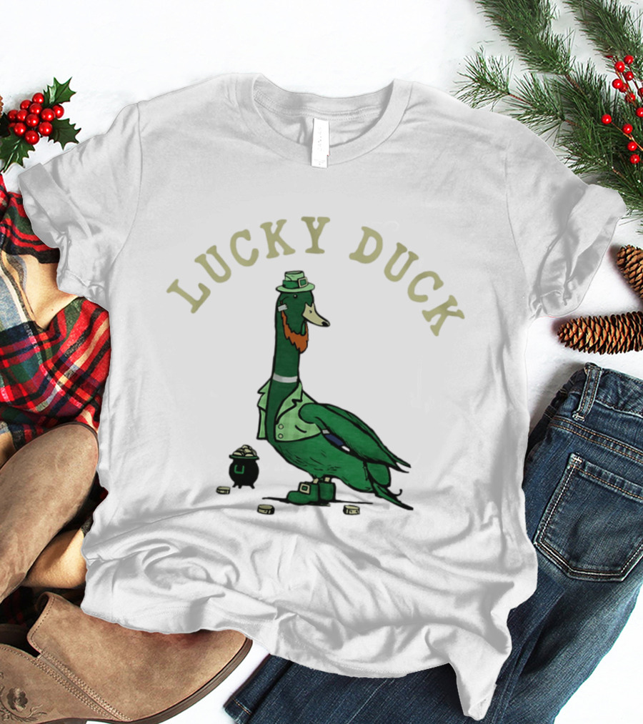 Lucky Duck St Patrick's Day Leprechaun Hat With Irish Coins T-Shirt
