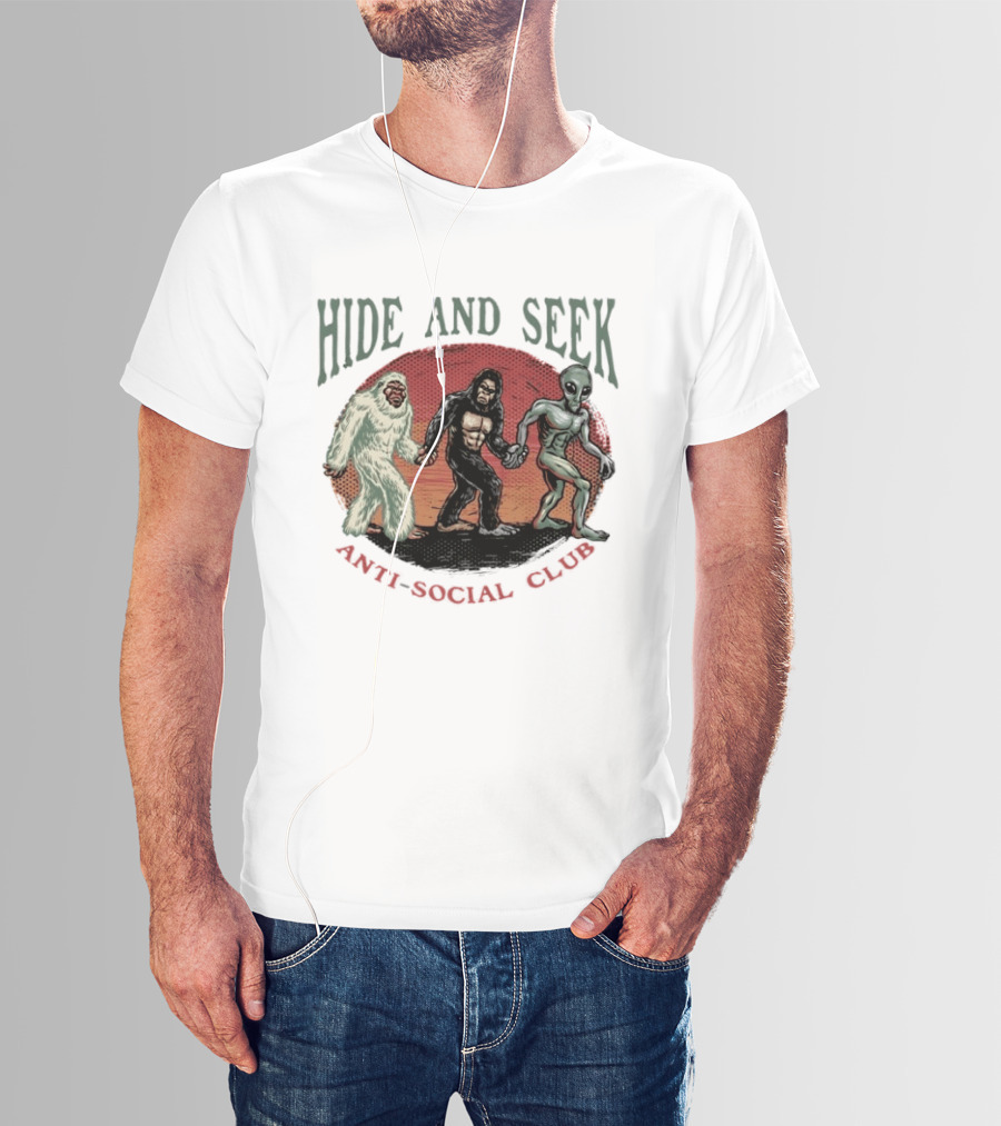 Hide And Seek Anti Social Club Yeti Bigfoot Alien Collaboration T-Shirt