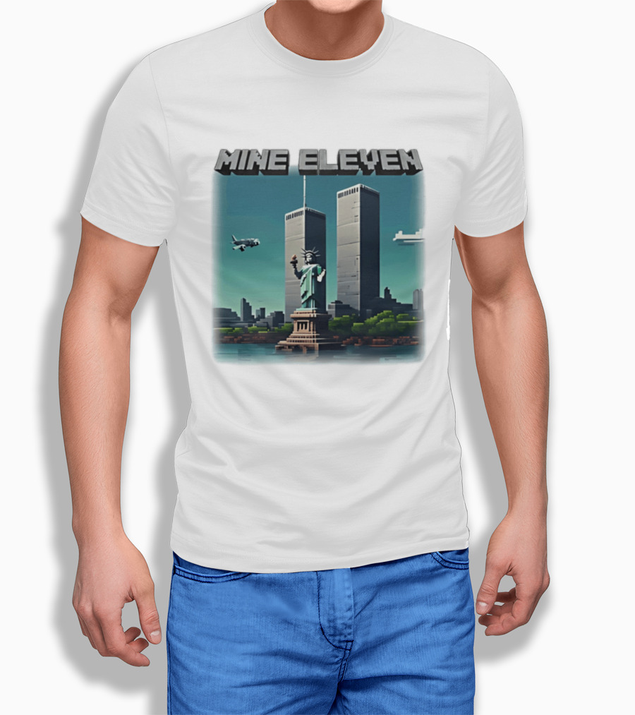 Mine Eleven Liberty Towers Tribute With Statue Of Liberty And Plane T-Shirt
