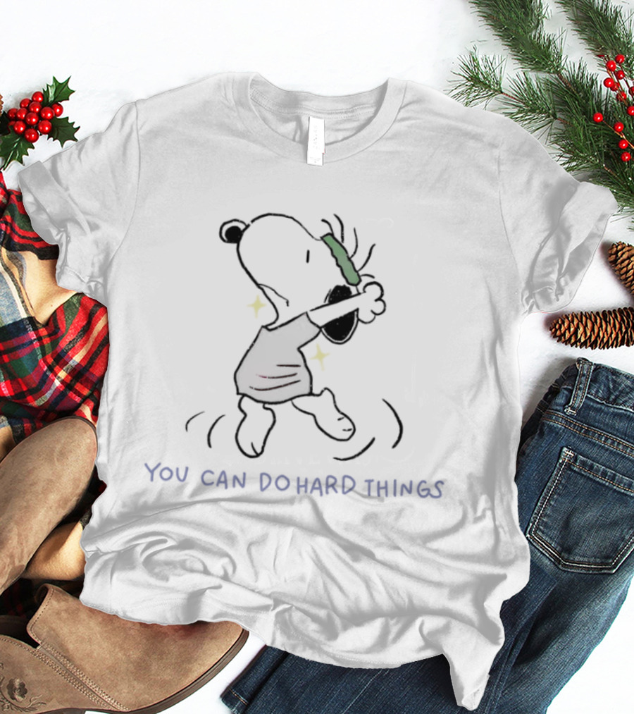 Snoopy You Can Do Hard Things Motivational Peanuts Comic T-Shirt