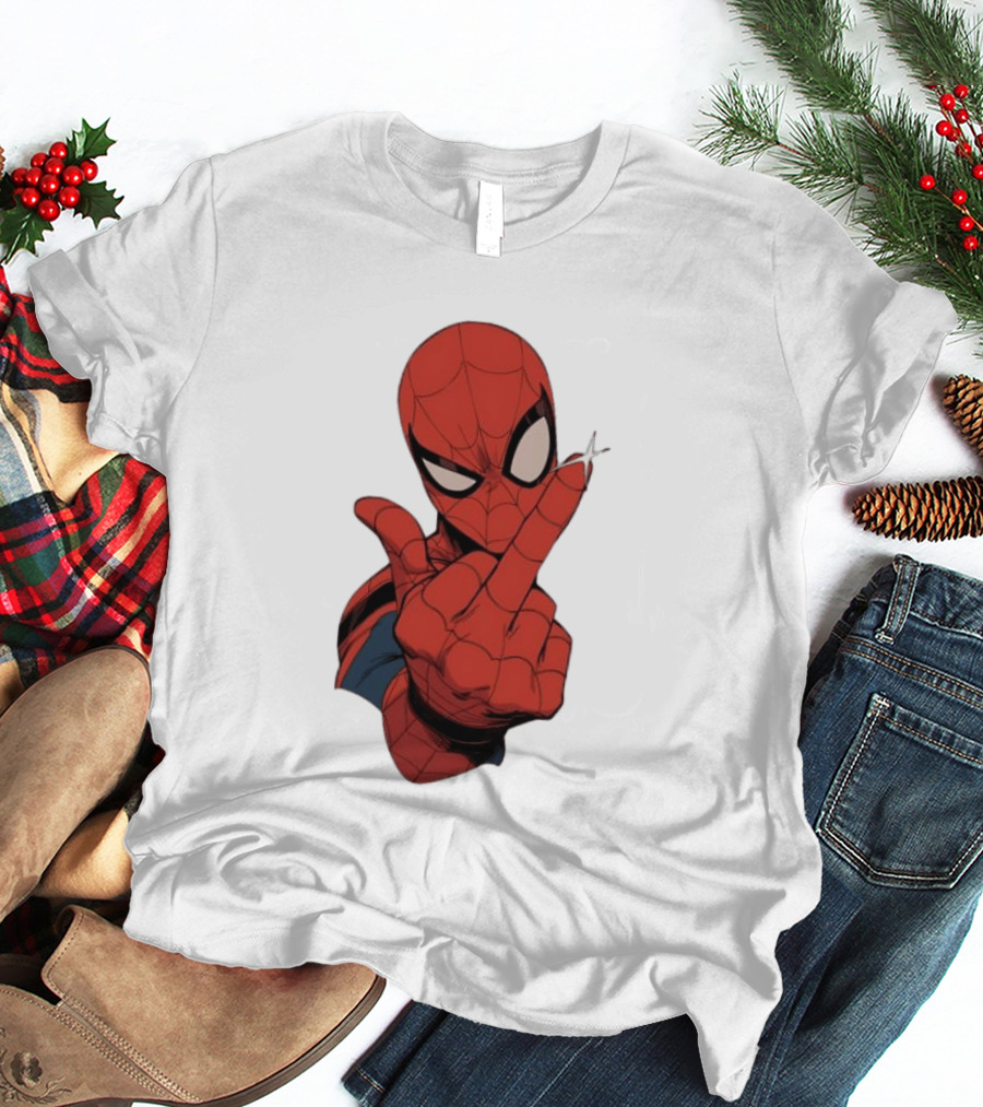 Spider Man Middle Finger Gesture Superhero Iconic Pose T-Shirt