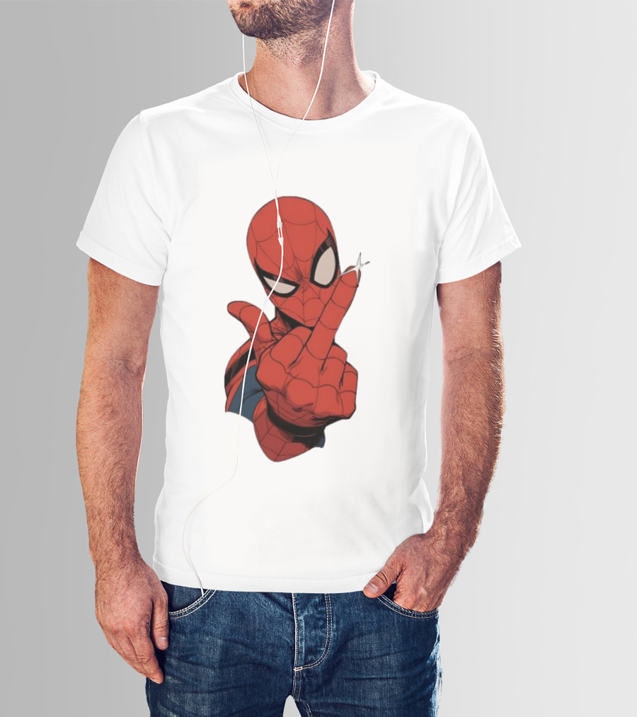 Spider Man Middle Finger Gesture Superhero Iconic Pose T-Shirt