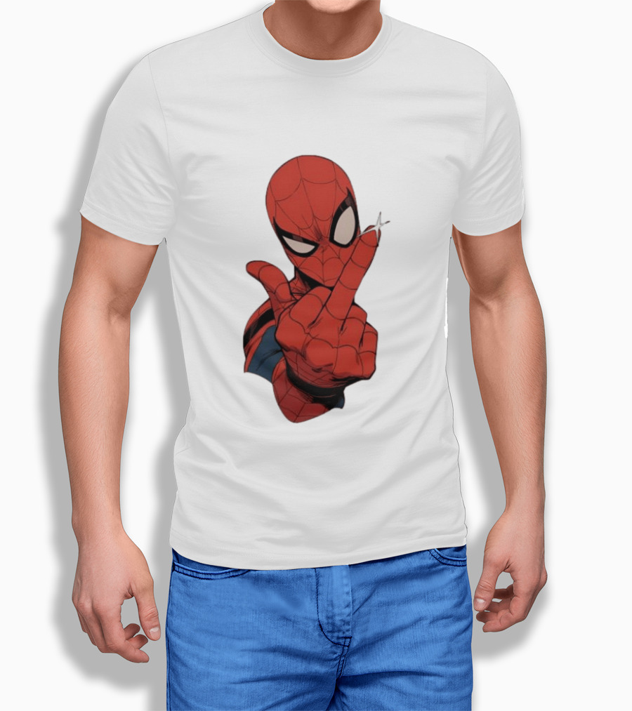 Spider Man Middle Finger Gesture Superhero Iconic Pose T-Shirt