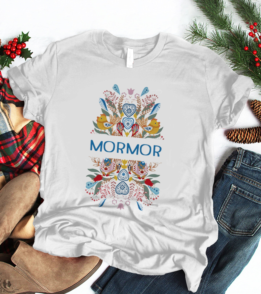 Mormor Swedish Folk Art With Colorful Birds And Floral Motifs T-Shirt