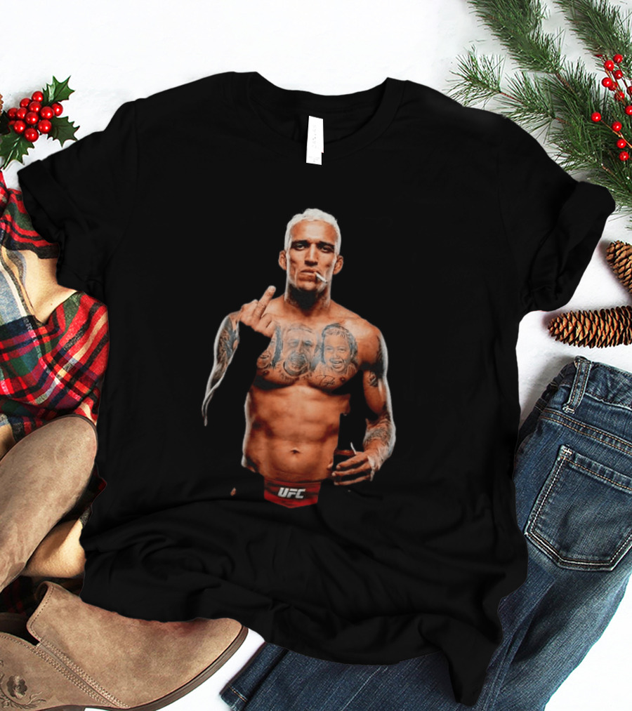 Charles Oliveira UFC Middle Finger Tattoo Smoking 2026 T-Shirt