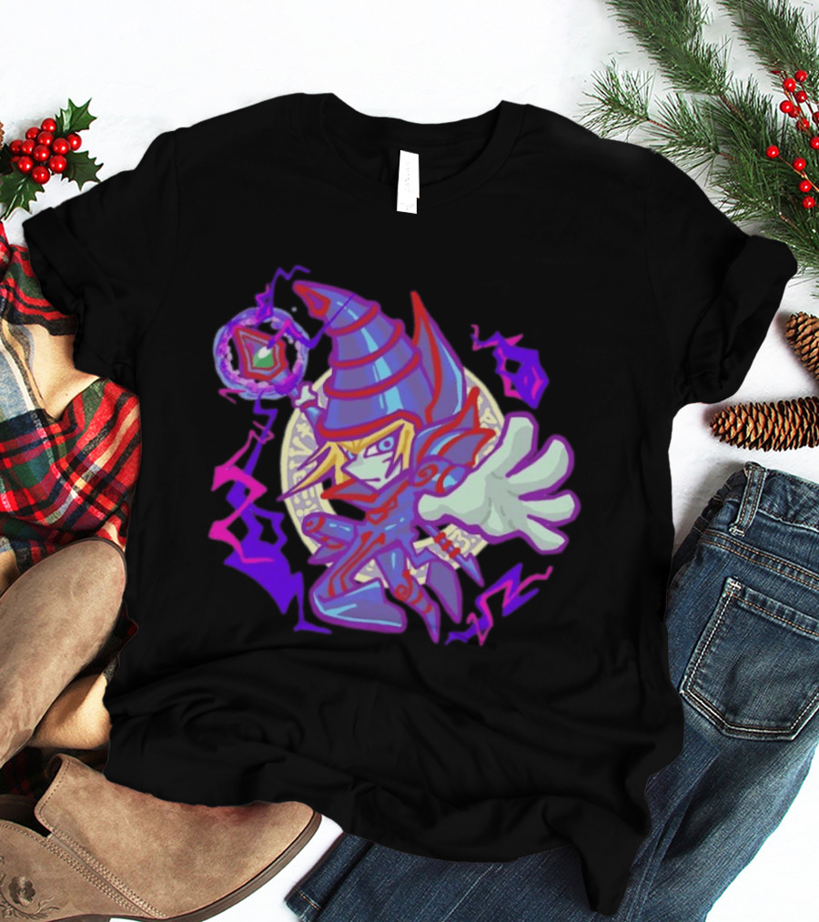 Dark Magician Yu Gi Oh Chibi Style Illustration Mystic Energy Sphere T-Shirt