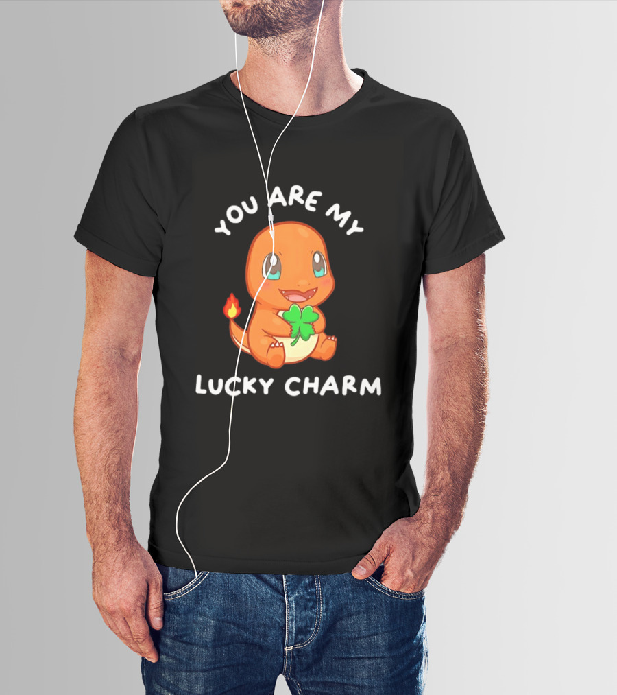 You Are My Lucky Charm Pokemon Charmander Clover Image T-Shirt