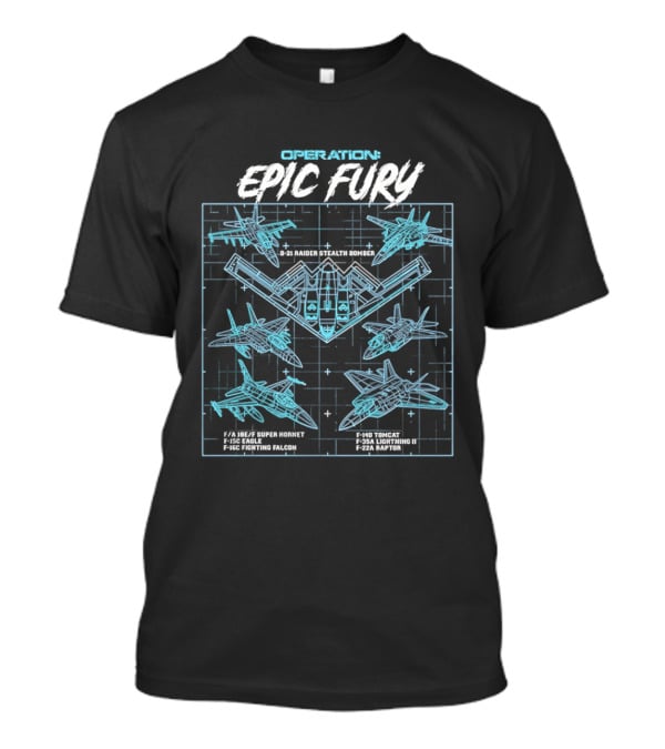 Operation Epic Fury B 21 Jets Vectors Tactical Blueprint T-Shirt