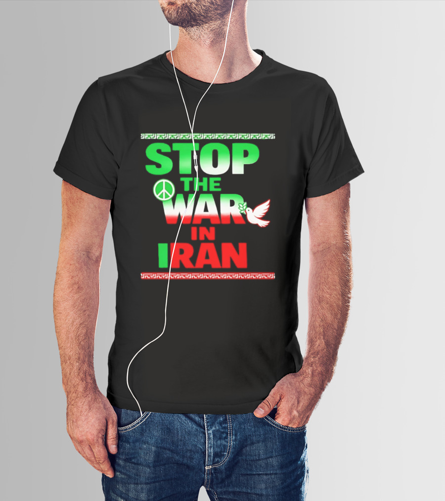 Stop The War In Iran Peace Symbol Dove T-Shirt